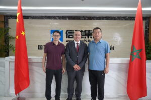 Jiayu Corrosion representatives taking a group photo with the Minister of the Embassy of the Kingdom of Morocco in China after the foreign trade exchange meeting